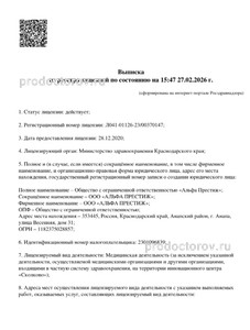 Выписка из реестра лицензий