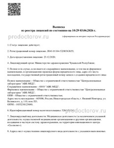 Выписка из реестра лицензий