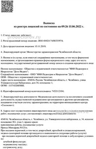 Выписка из реестра лицензий
