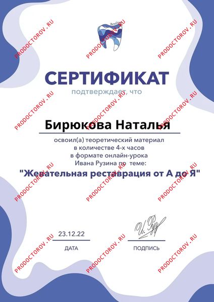 Документы и фотографии - Бирюкова Н. А.