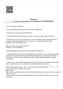 Выписка из реестра лицензий