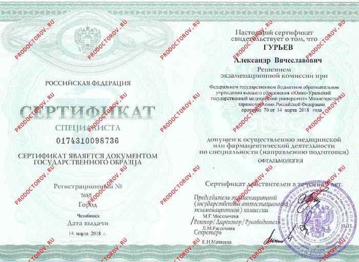 Гурьев Александр Вячеславович, офтальмолог-хирург - 20 отзывов ...