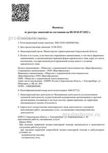 Выписка из реестра лицензий
