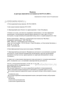 Выписка из реестра лицензий