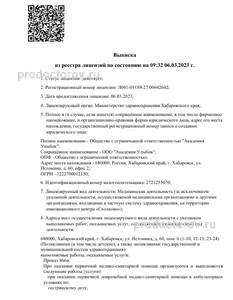 Выписка из реестра лицензий