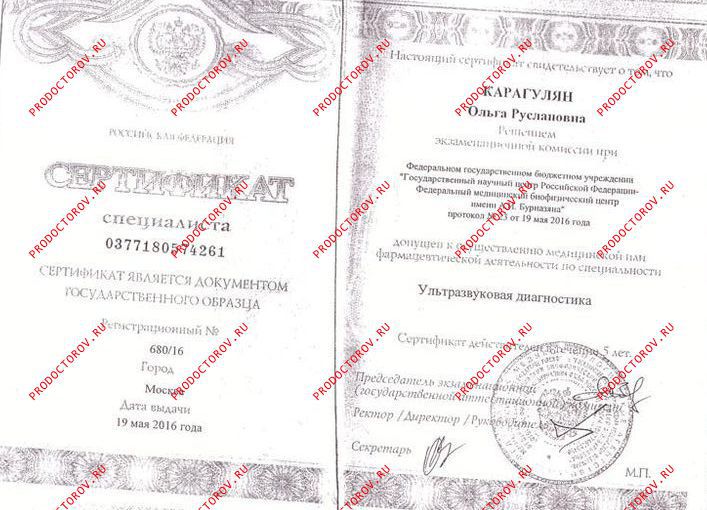 Документы и фотографии - Карагулян О. Р.