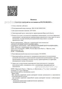 Выписка из реестра лицензий