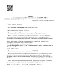 Выписка из реестра лицензий