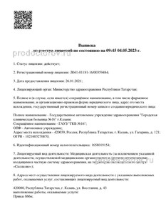 Выписка из реестра лицензий