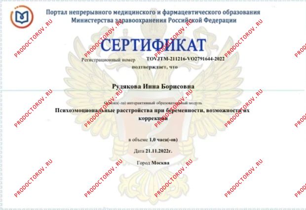 Сертификат Рудякова И. Б. - Сертификат