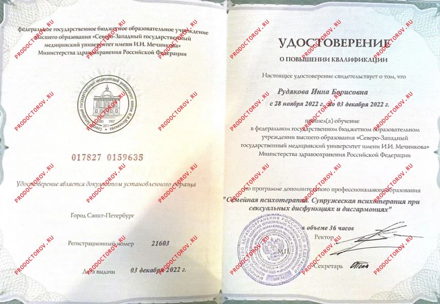 Удостоверение о повышении квалификации Рудякова И. Б. - Удостоверение о повышении квалификации