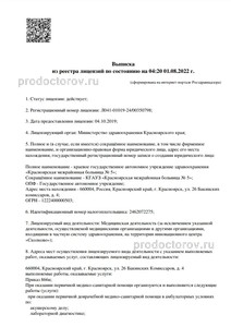 Выписка из реестра лицензий