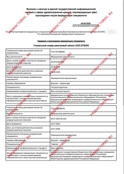 Свидетельство об аккредитации Харламенков Е. А. - Свидетельство об аккредитации