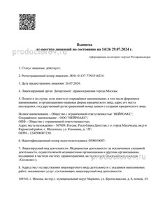 Выписка из реестра лицензий