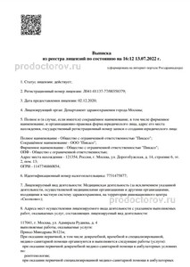 Выписка из реестра лицензий