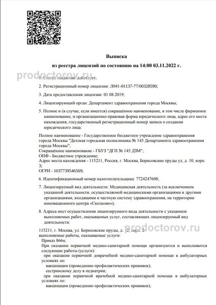 Детская Поликлиника №145 На Борисовских Прудах - 43 Врача, 113.