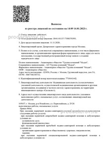 Выписка из реестра лицензий