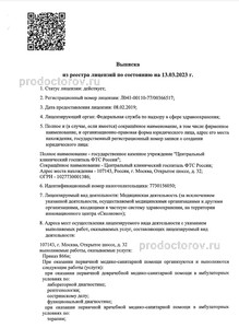 Выписка из реестра лицензий