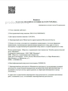 Выписка из реестра лицензий