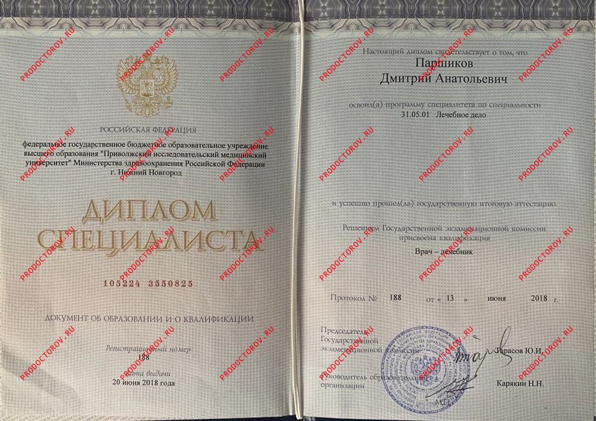Диплом специалиста Паршиков Д. А. - Диплом специалиста