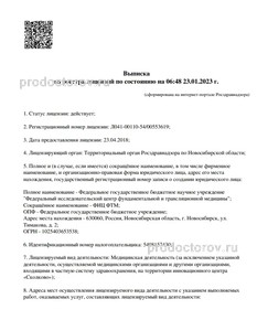 Выписка из реестра лицензий