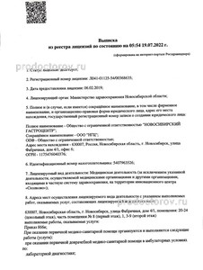 Выписка из реестра лицензий