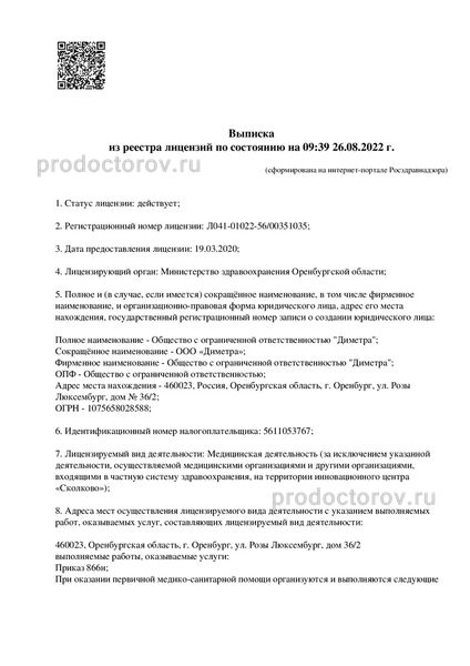 Медицинский центр «Диметра» на Розы Люксембург - 2 врача, 49 отзывов |  Оренбург - ПроДокторов