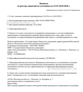 Выписка из реестра лицензий Выписка из реестра лицензий