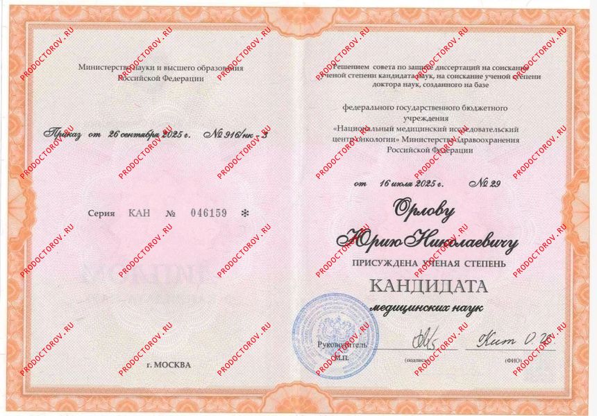 Документы и фотографии - Орлов Ю. Н.