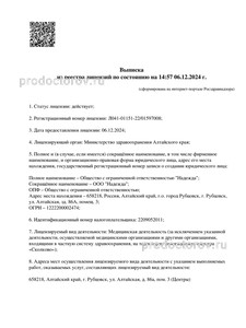 Выписка из реестра лицензий