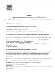 Выписка из реестра лицензий