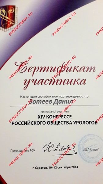 Зотеев Д. В. - Сертификат участника