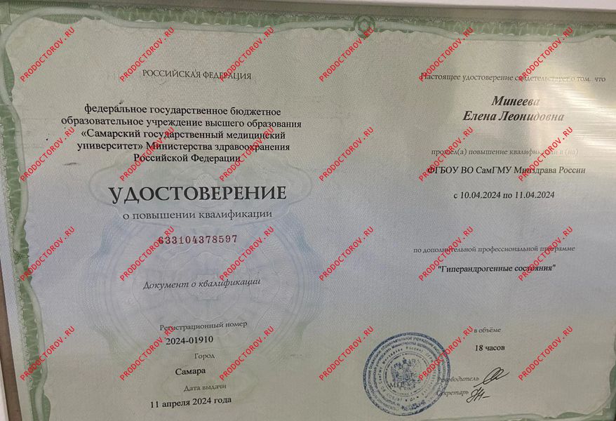 Повышение квалификации Минеева Е. Л. - Повышение квалификации