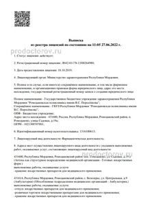 Выписка из реестра лицензий