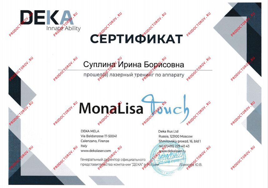 Суплина И. Б. - MonaLisa Touch Deka 2021