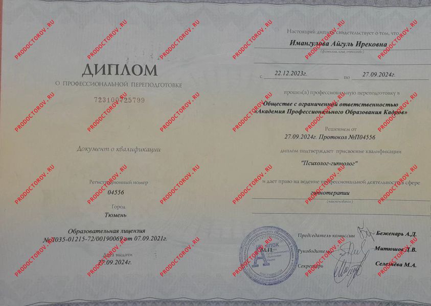 Документы и фотографии - Имангулова А. И.