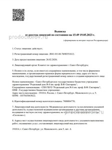 Выписка из реестра лицензий
