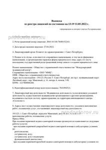 Выписка из реестра лицензий