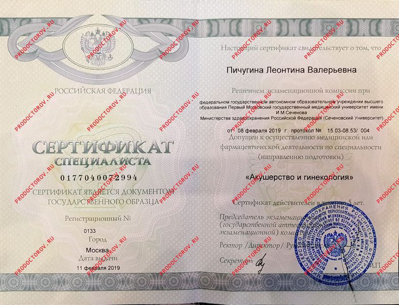 Первая категория Пичугина Л. В. - Первая категория