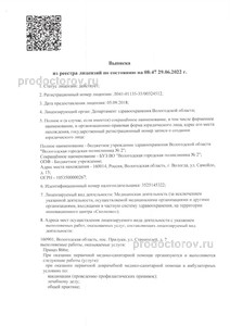 Выписка из реестра лицензий