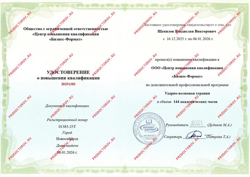 Повышение квалификации Щепилов В. В. - Повышение квалификации