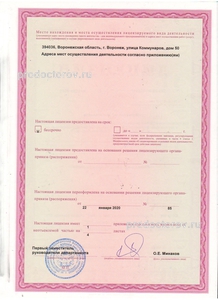 Лицензия 2020 оборотная сторона