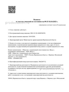 Выписка из реестра лицензий
