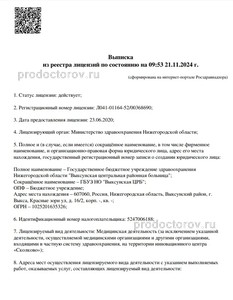 Выписка из реестра лицензий Выписка из реестра лицензий