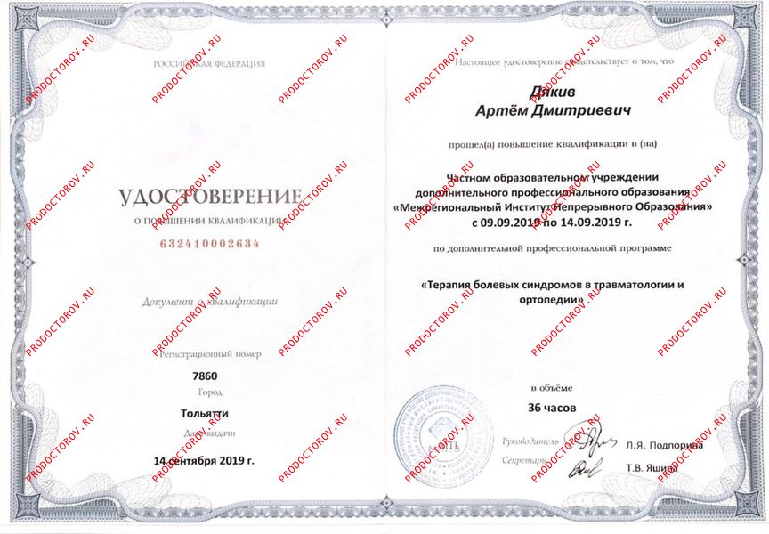 Удостоверение о повышении квалификации (2019) Дякив А. Д. - Удостоверение о повышении квалификации (2019)